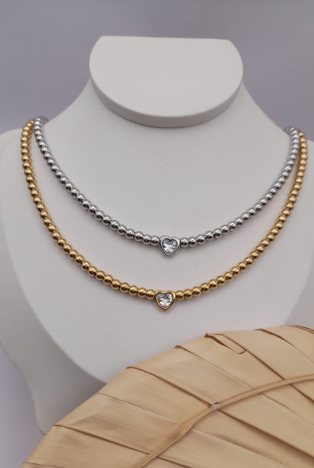 A006 Collana a pallini e cuore ♥️