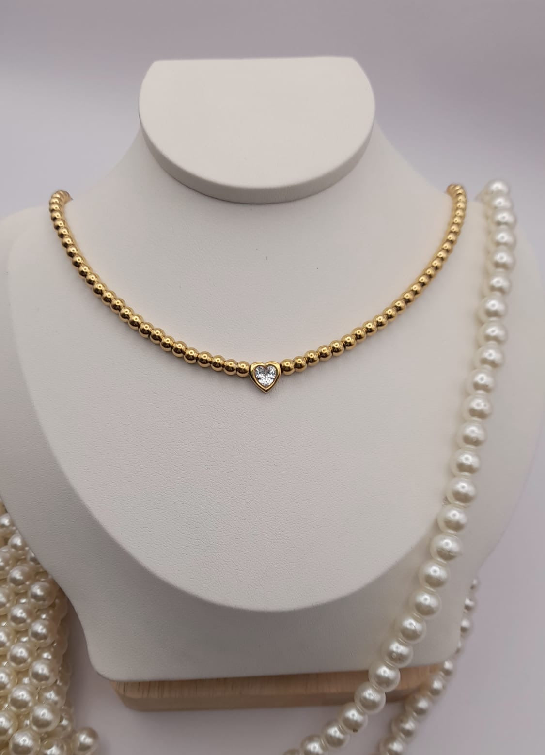 A006 Collana a pallini e cuore ♥️