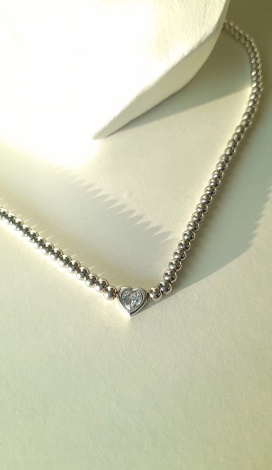 A006 Collana a pallini e cuore ♥️